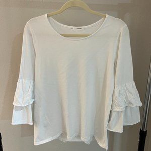 El Corte Inglés Bell Sleeve White Cotton Top Women's Medium-Preowned